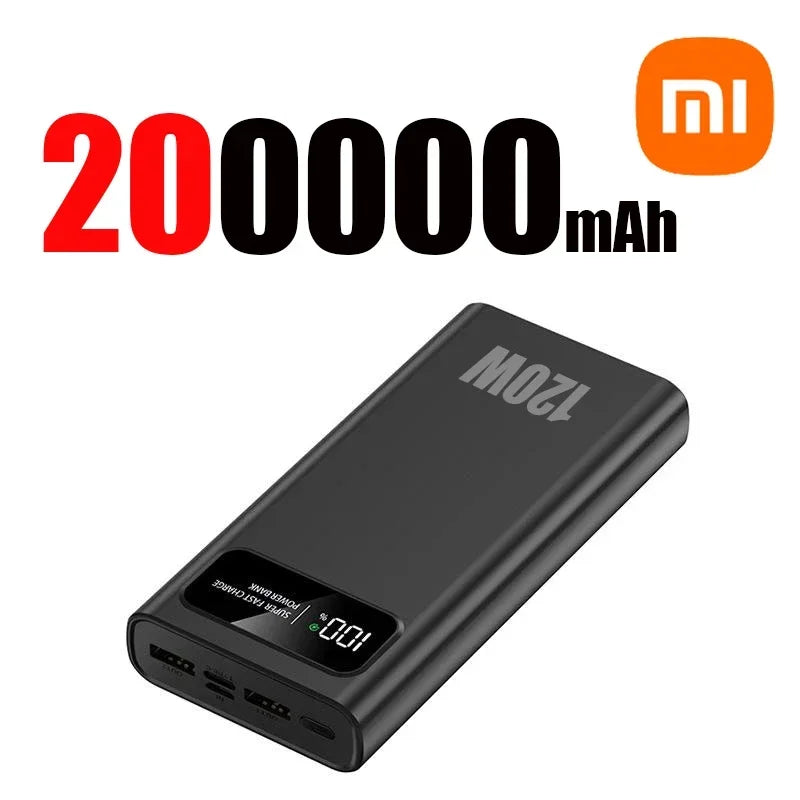 Xiaomi 200000mAh 120W Power Bank Super Fast Charging Battery High Capacity Digital Display Power Bank For Iphone Samsung Huawei