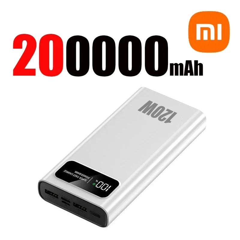 Xiaomi 200000mAh 120W Power Bank Super Fast Charging Battery High Capacity Digital Display Power Bank For Iphone Samsung Huawei