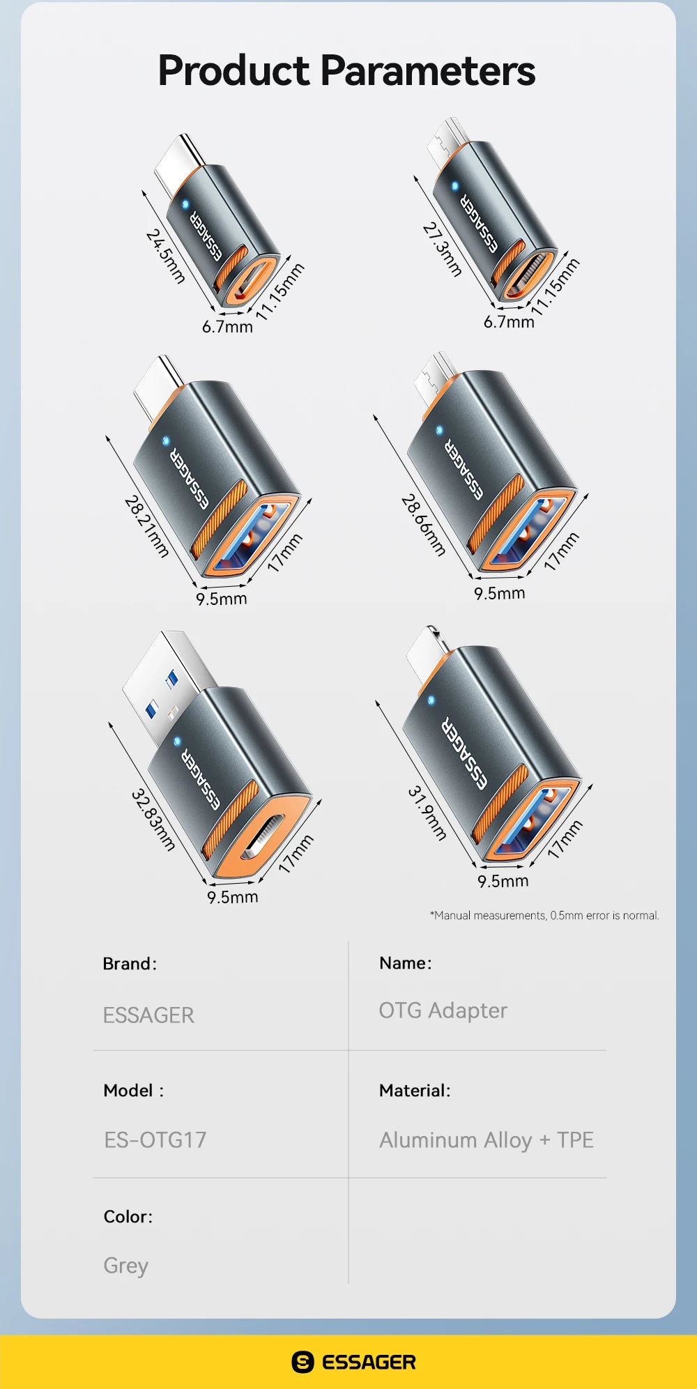 Essager USB3.0 OTG Adapter Type-C USB-A Micro Female to USB Micro iP Type-C Male Converter For Macbook Xiaomi iPhone OTG Adapter