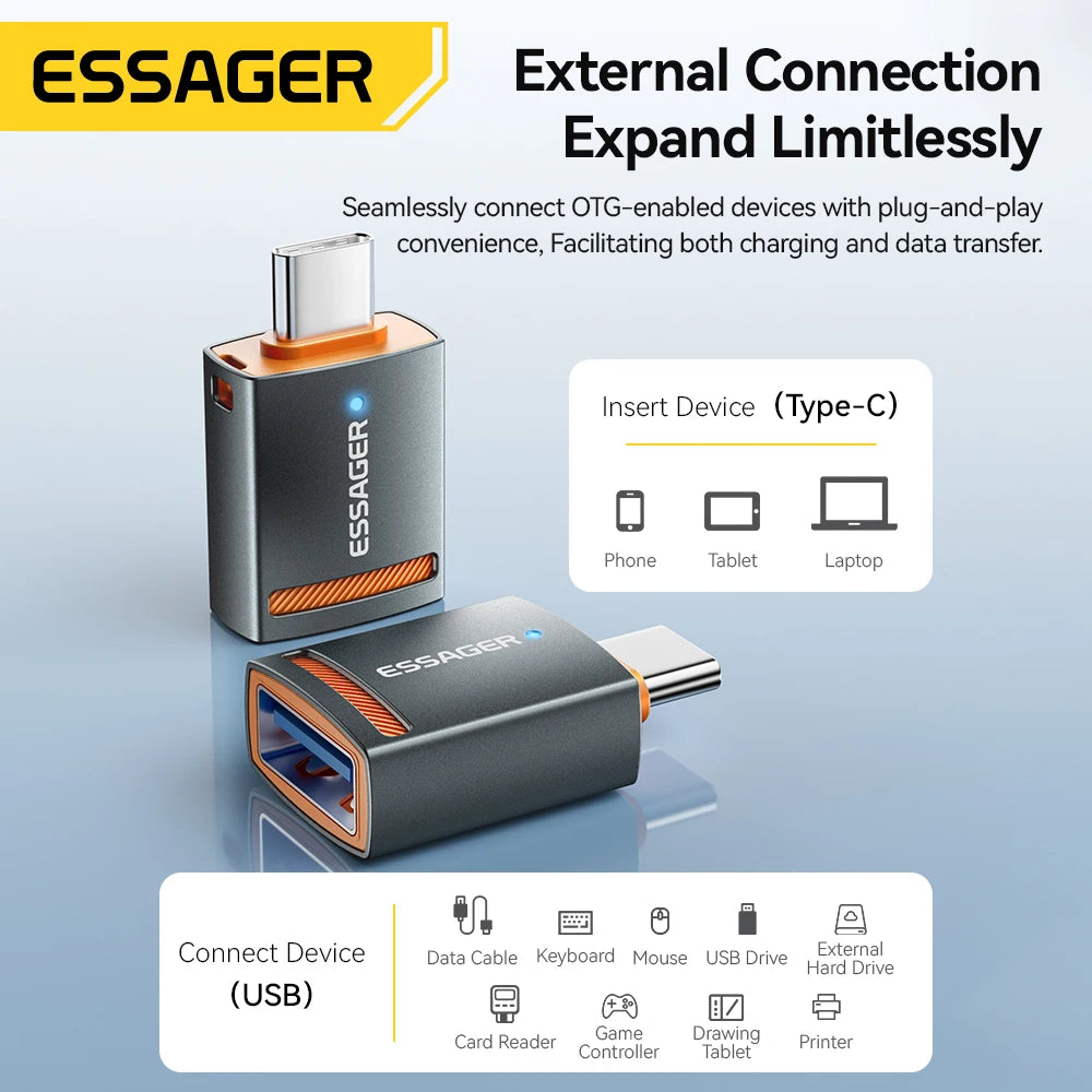 Essager USB3.0 OTG Adapter Type-C USB-A Micro Female to USB Micro iP Type-C Male Converter For Macbook Xiaomi iPhone OTG Adapter