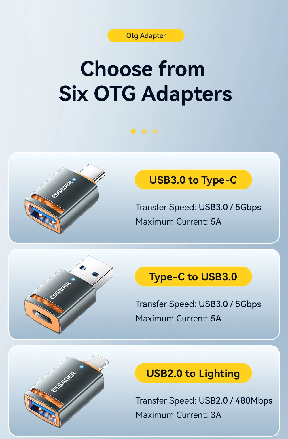 Essager USB3.0 OTG Adapter Type-C USB-A Micro Female to USB Micro iP Type-C Male Converter For Macbook Xiaomi iPhone OTG Adapter