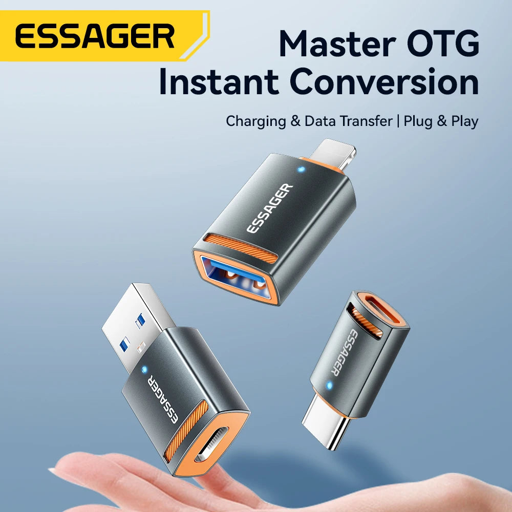 Essager USB3.0 OTG Adapter Type-C USB-A Micro Female to USB Micro iP Type-C Male Converter For Macbook Xiaomi iPhone OTG Adapter